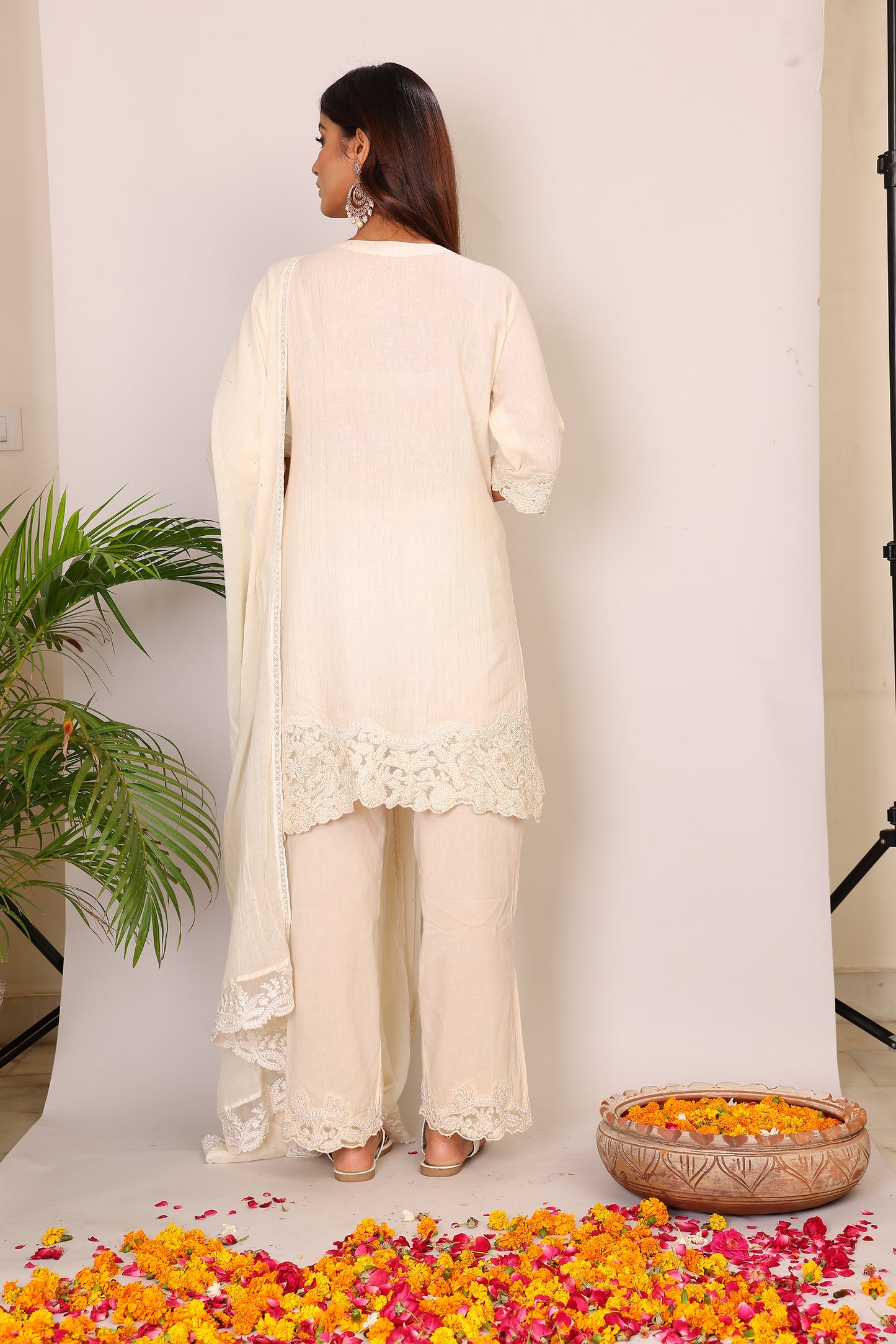 Dori embroidered kurta pants and dupatta