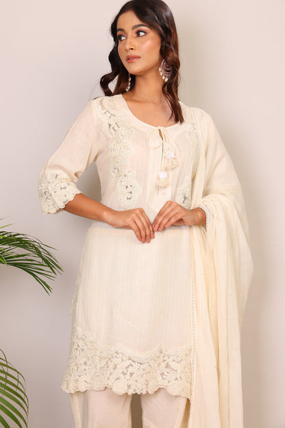 Dori embroidered kurta pants and dupatta