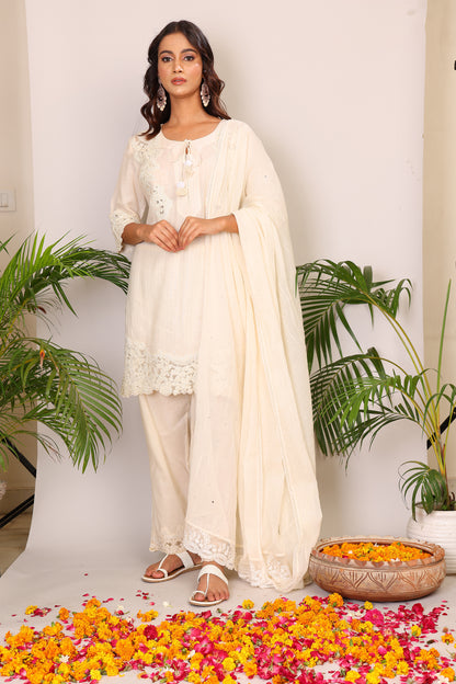 Dori embroidered kurta pants and dupatta