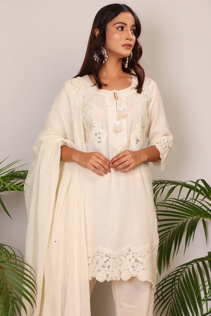 Dori embroidered kurta pants and dupatta