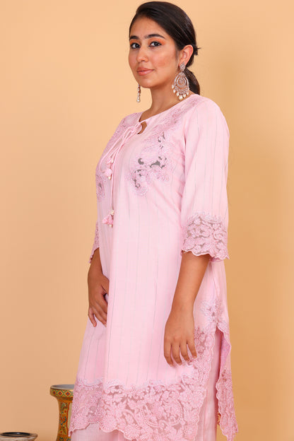 Blush Dori embroidered kurta pants and dupatta