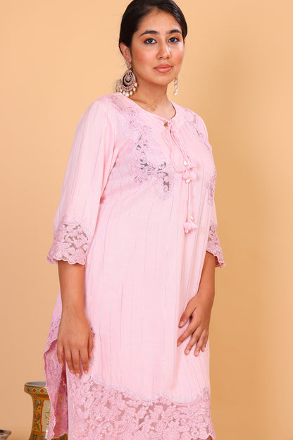 Blush Dori embroidered kurta pants and dupatta