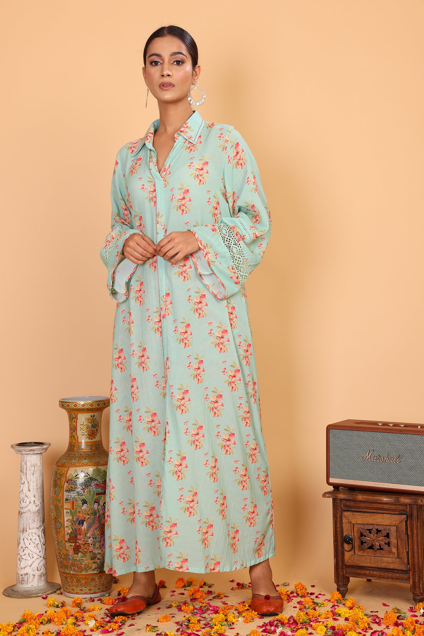 Floral kurta with collar