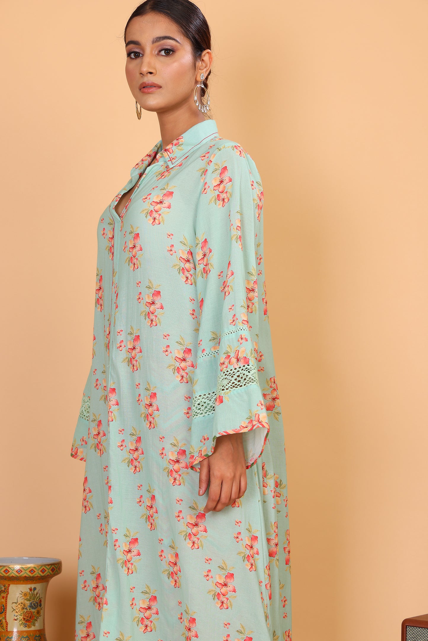 Floral kurta with collar