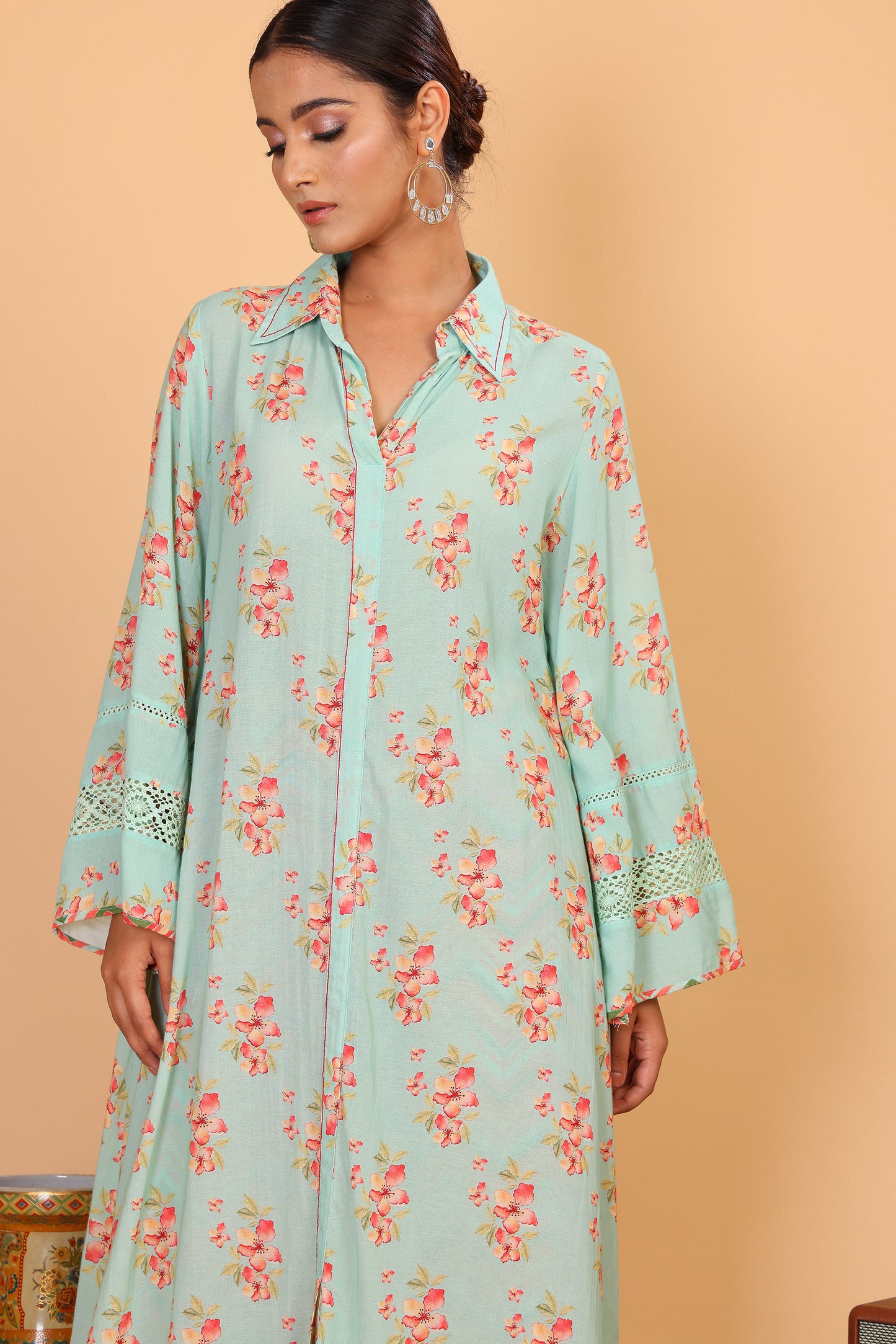 Floral kurta with collar