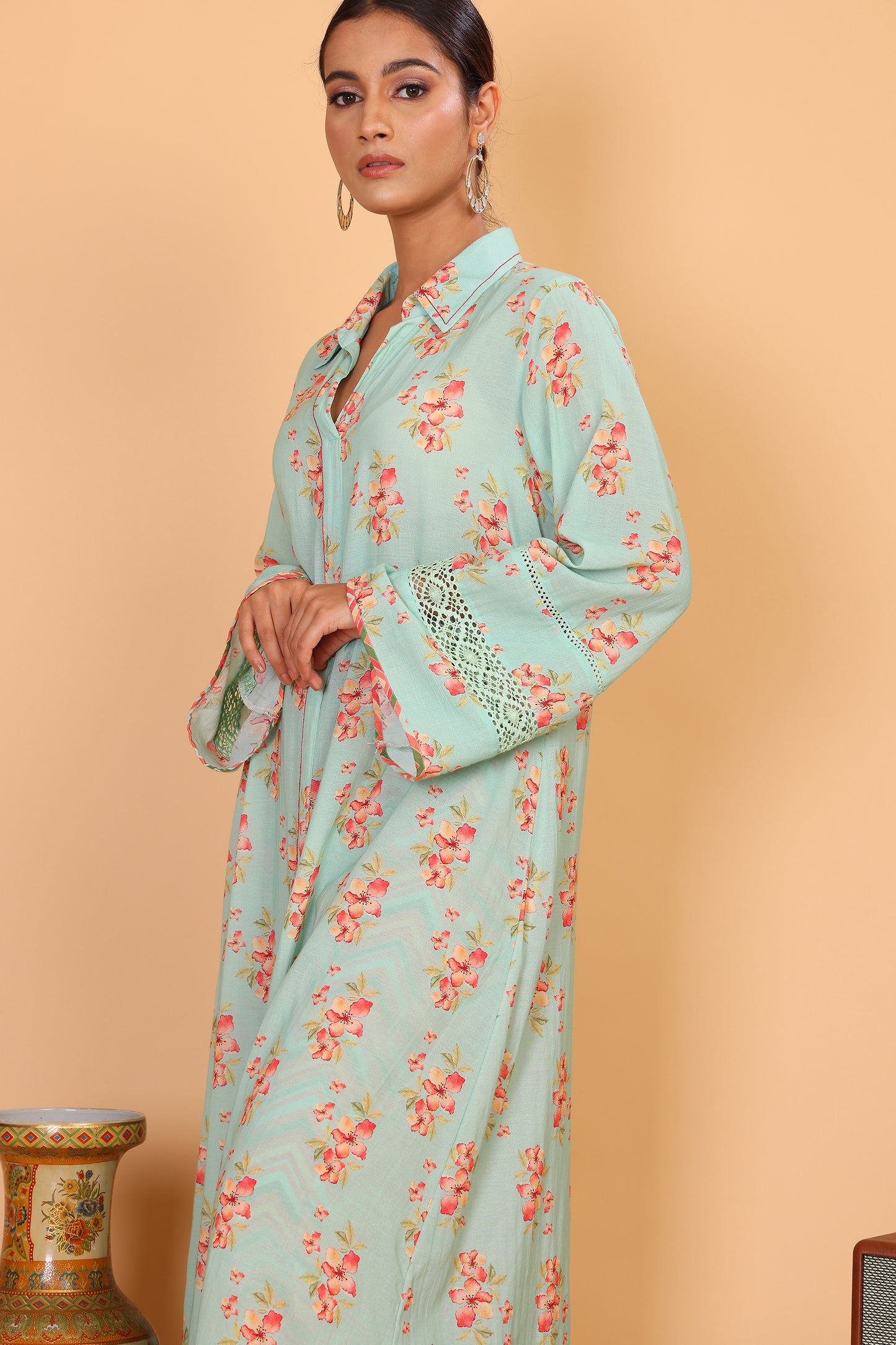 Floral kurta with collar