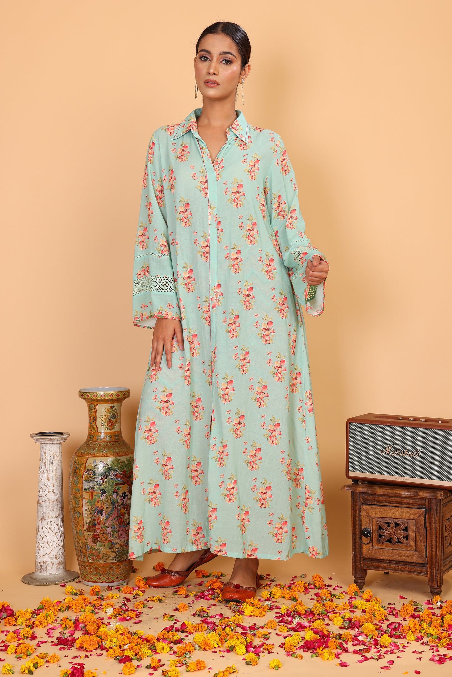 Floral kurta with collar