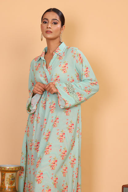 Floral kurta with collar