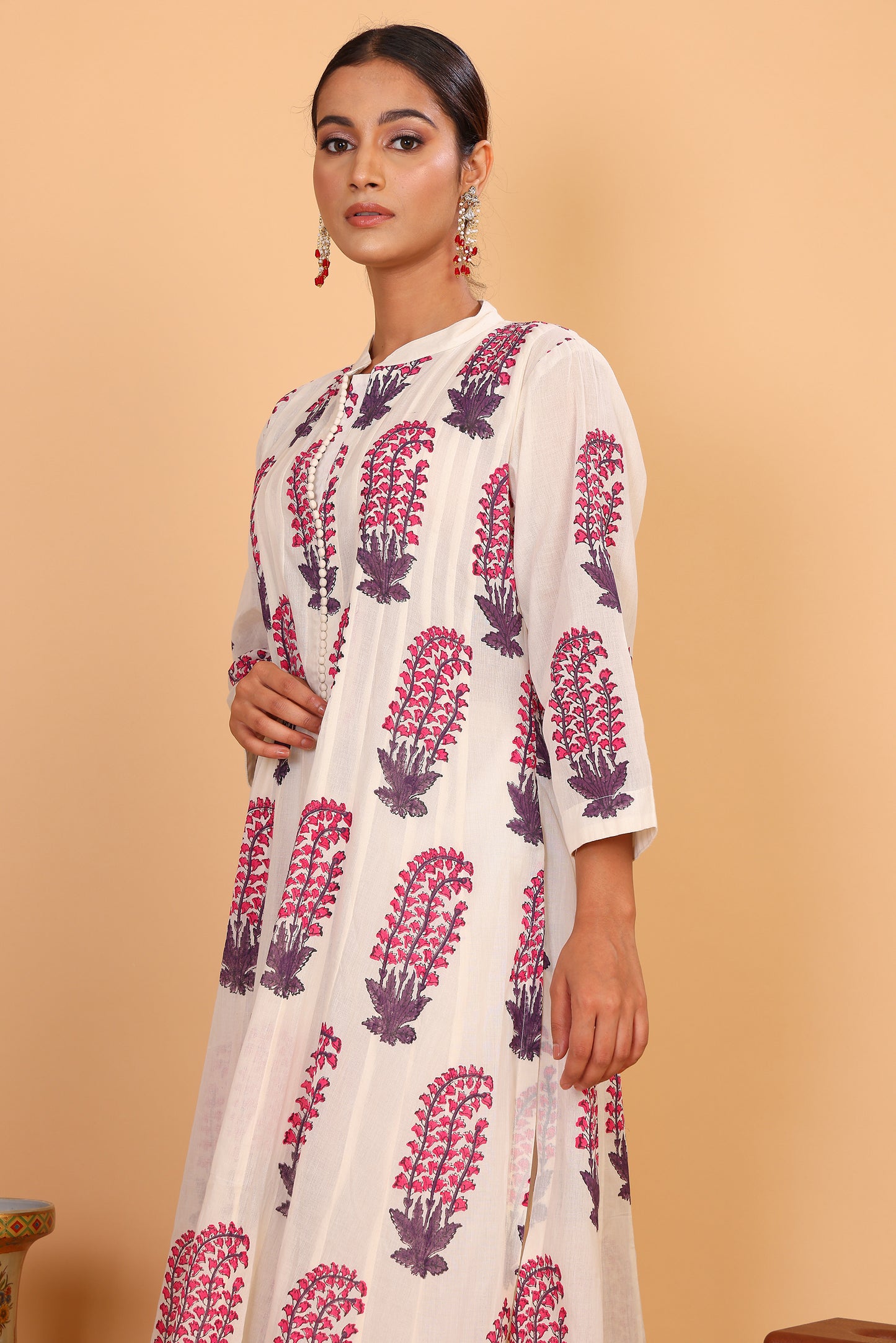 Kalidaar anarkali with hand block print and pants