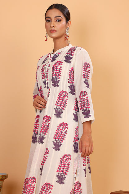 Kalidaar anarkali with hand block print and pants