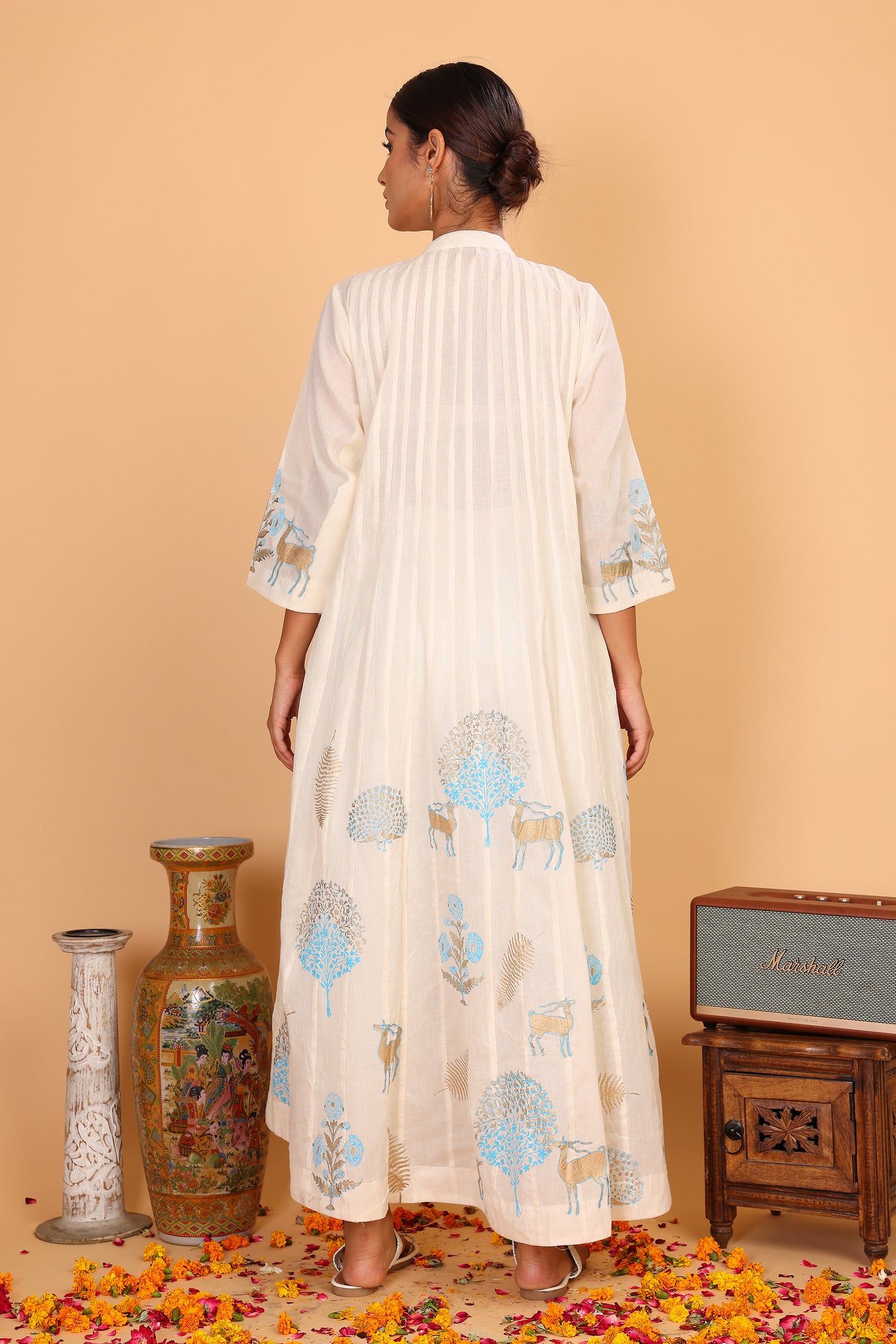 Kalidaar anarkali with pastel block print