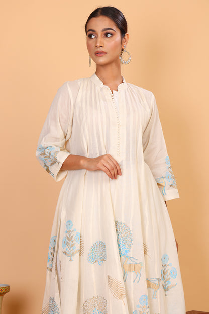 Kalidaar anarkali with pastel block print