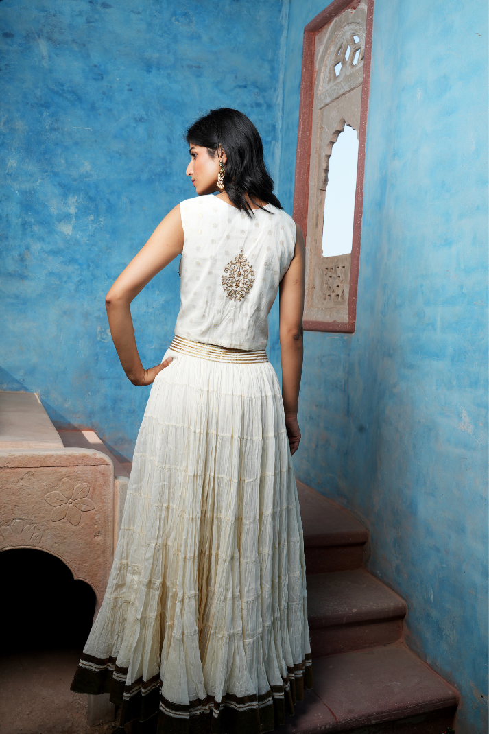 An elegant ivory lehenga set