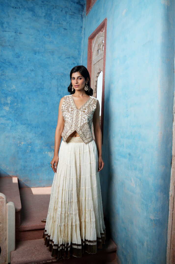 An elegant ivory lehenga set