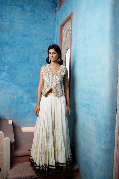 An elegant ivory lehenga set