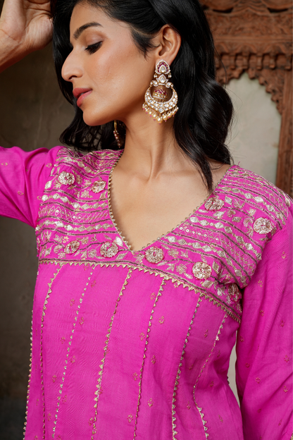 A-line kurta paired with a flared Garara Set