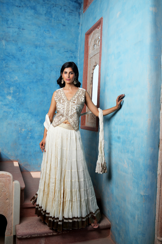 An elegant ivory lehenga set