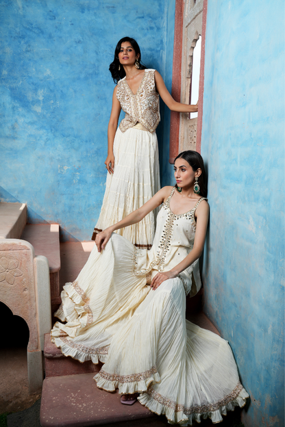 An elegant ivory lehenga set