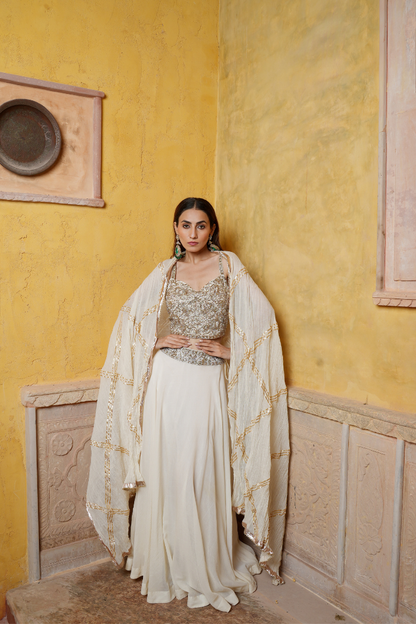 An ethereal ivory lehenga set