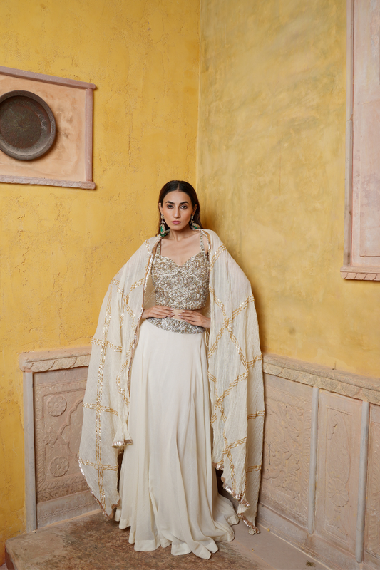 An ethereal ivory lehenga set