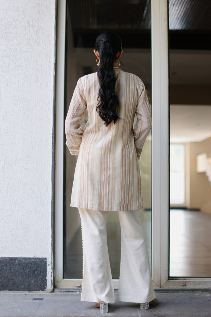 Striped Neutral Tunic Set