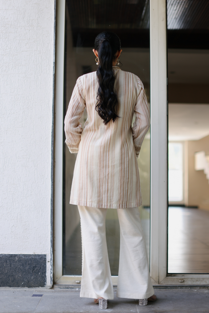 Striped Neutral Tunic Set