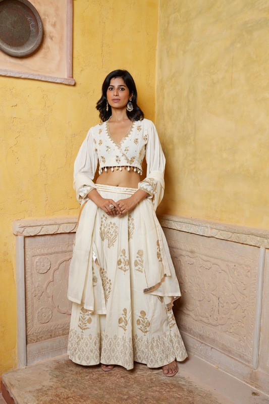 An ivory lehenga set