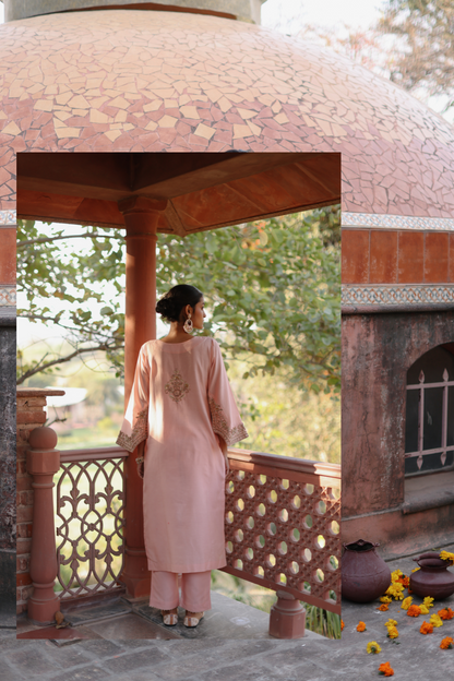 Pink abaya with intricate embroidery