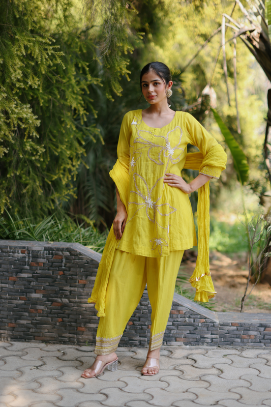 Lime Yellow Embroidered Set