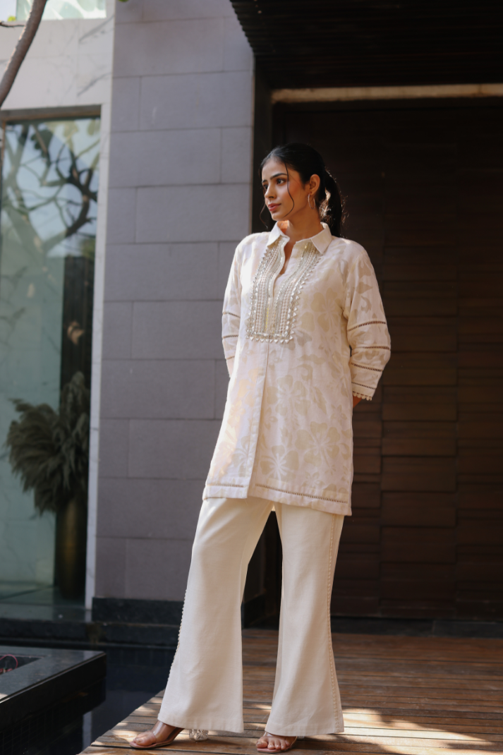 Collared Lace Bootcut Set