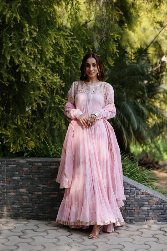 Frilled Anarkali with Gotta
