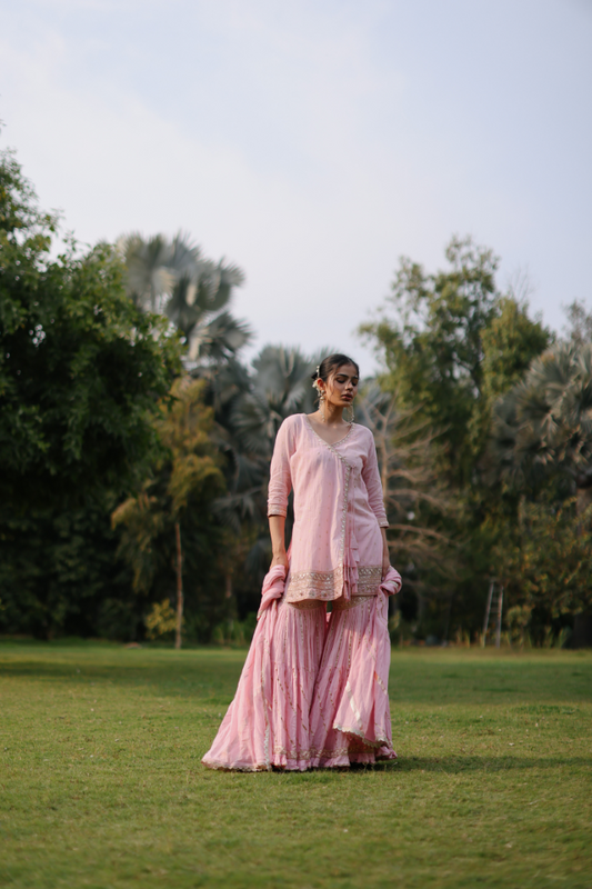 Pink Gota Angrakha Set