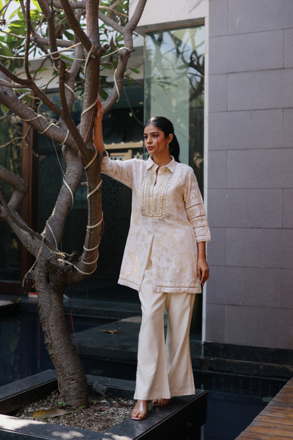 Collared Lace Bootcut Set