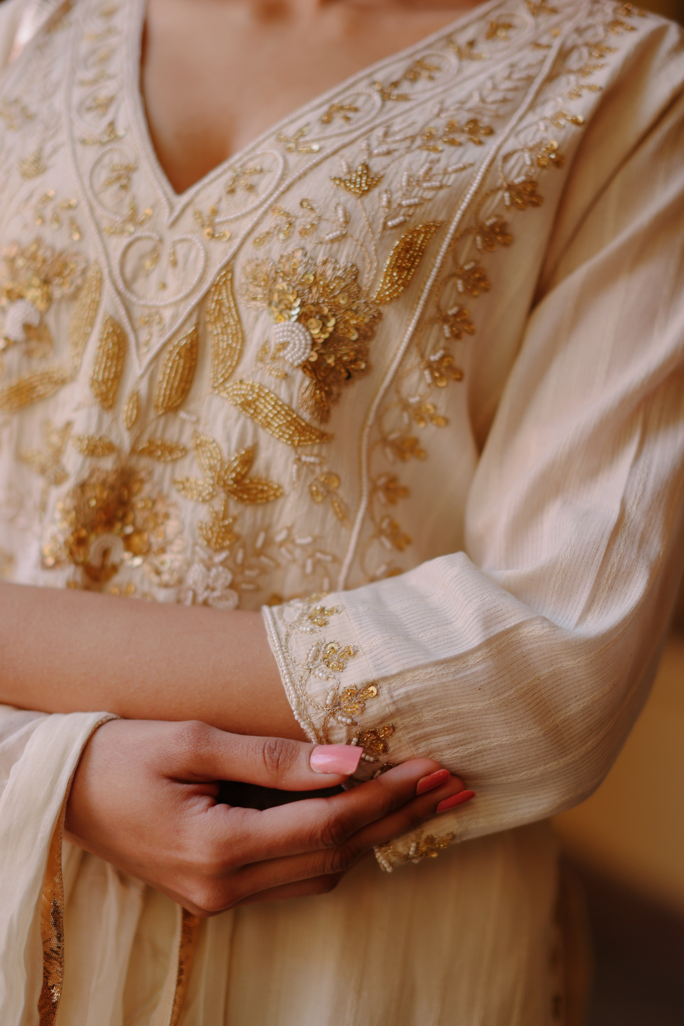 Kurta and salwaar with gold embroidery