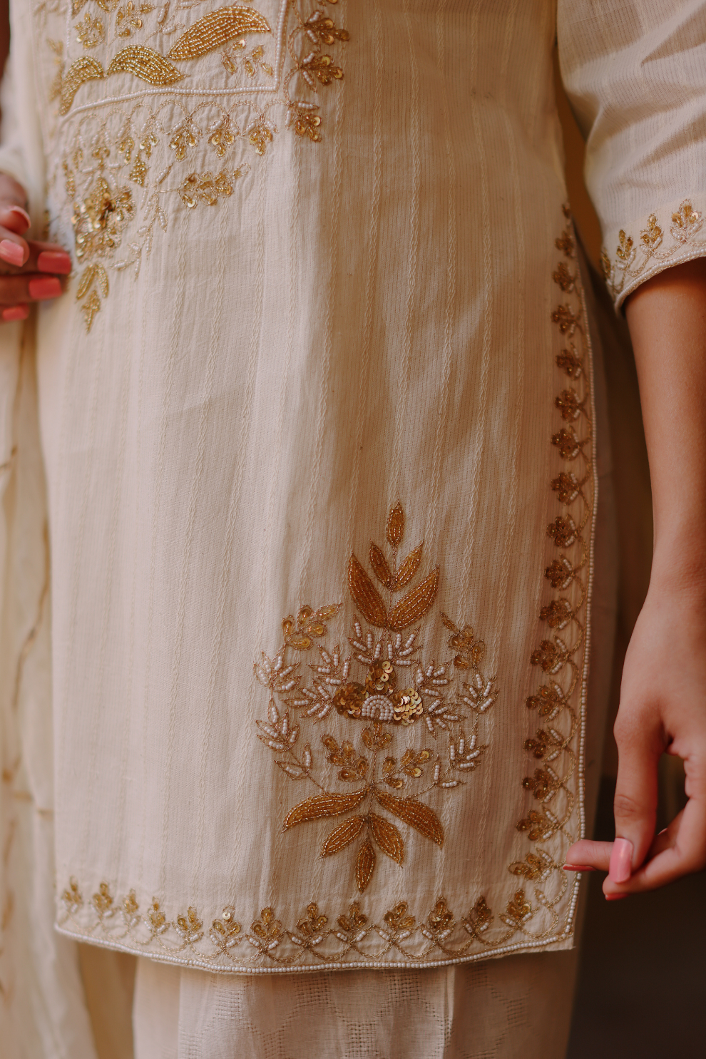 Kurta and salwaar with gold embroidery