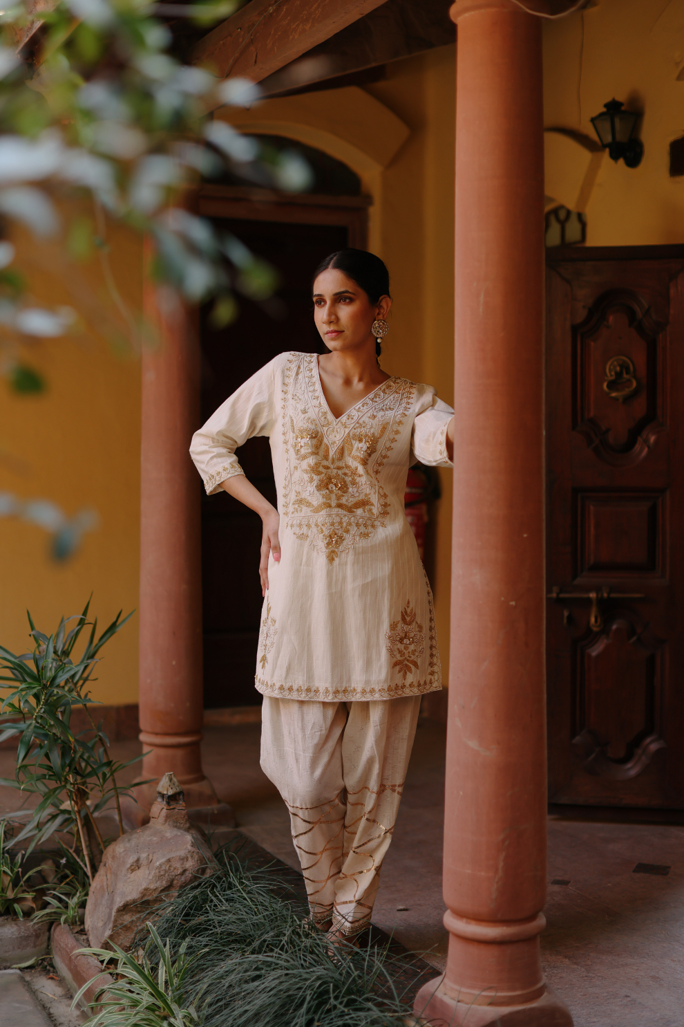 Kurta and salwaar with gold embroidery