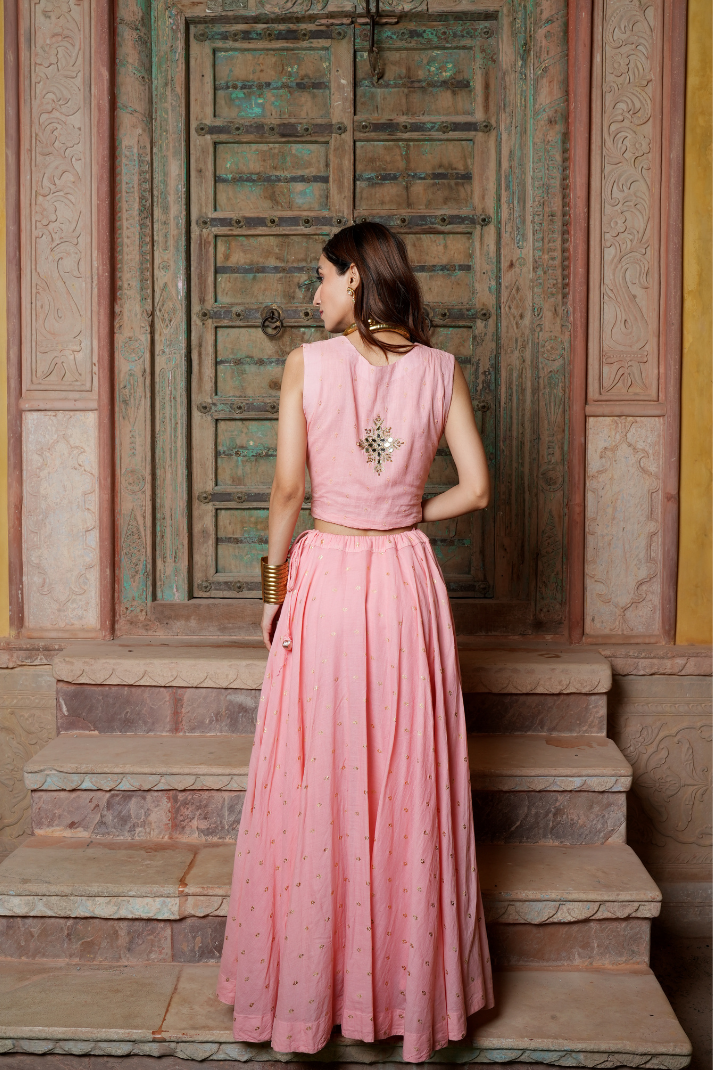 A dreamy blush-pink lehenga set