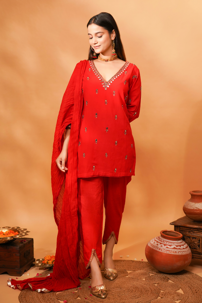 Crimpson mirror work kurta and tulip Pants