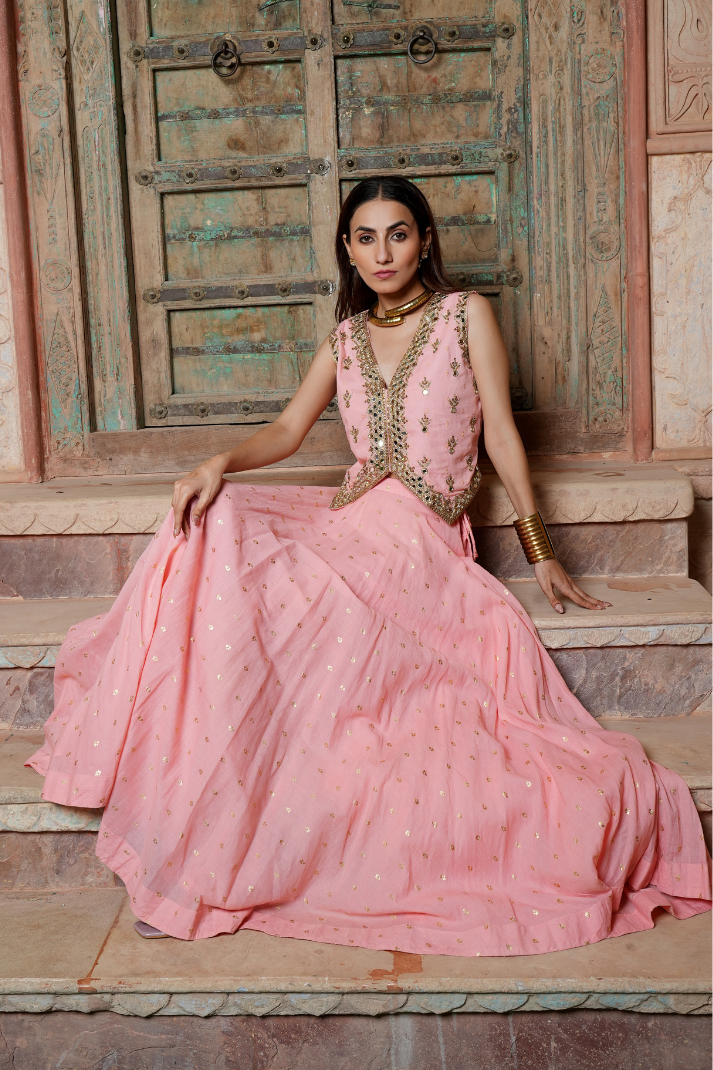 A dreamy blush-pink lehenga set