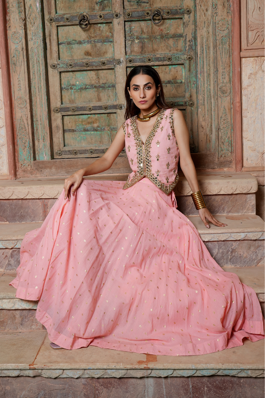 A dreamy blush-pink lehenga set