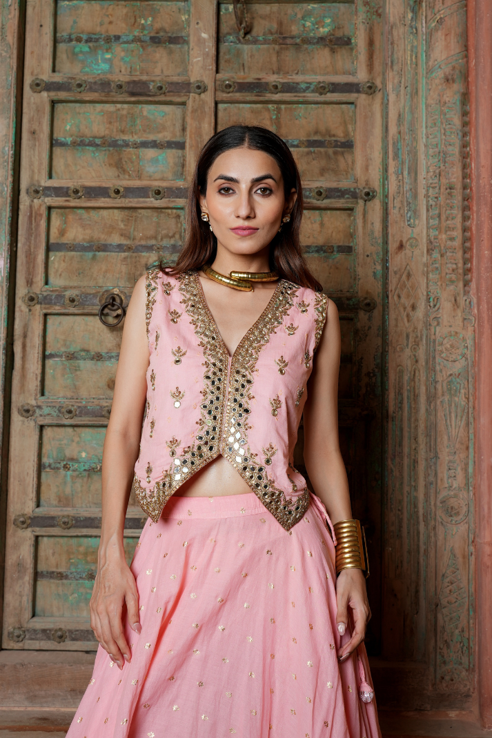 A dreamy blush-pink lehenga set