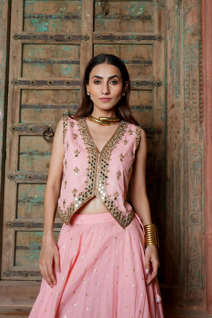 A dreamy blush-pink lehenga set