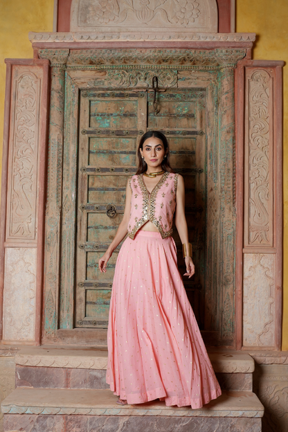 A dreamy blush-pink lehenga set