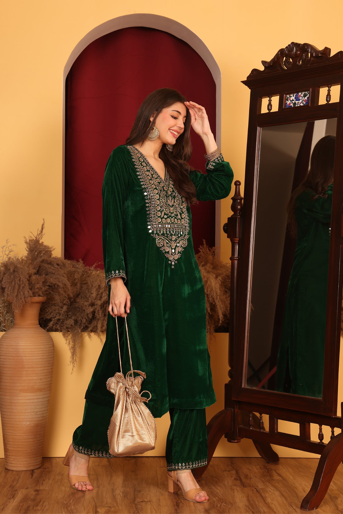 Elaborate Green Velvet Ensemble