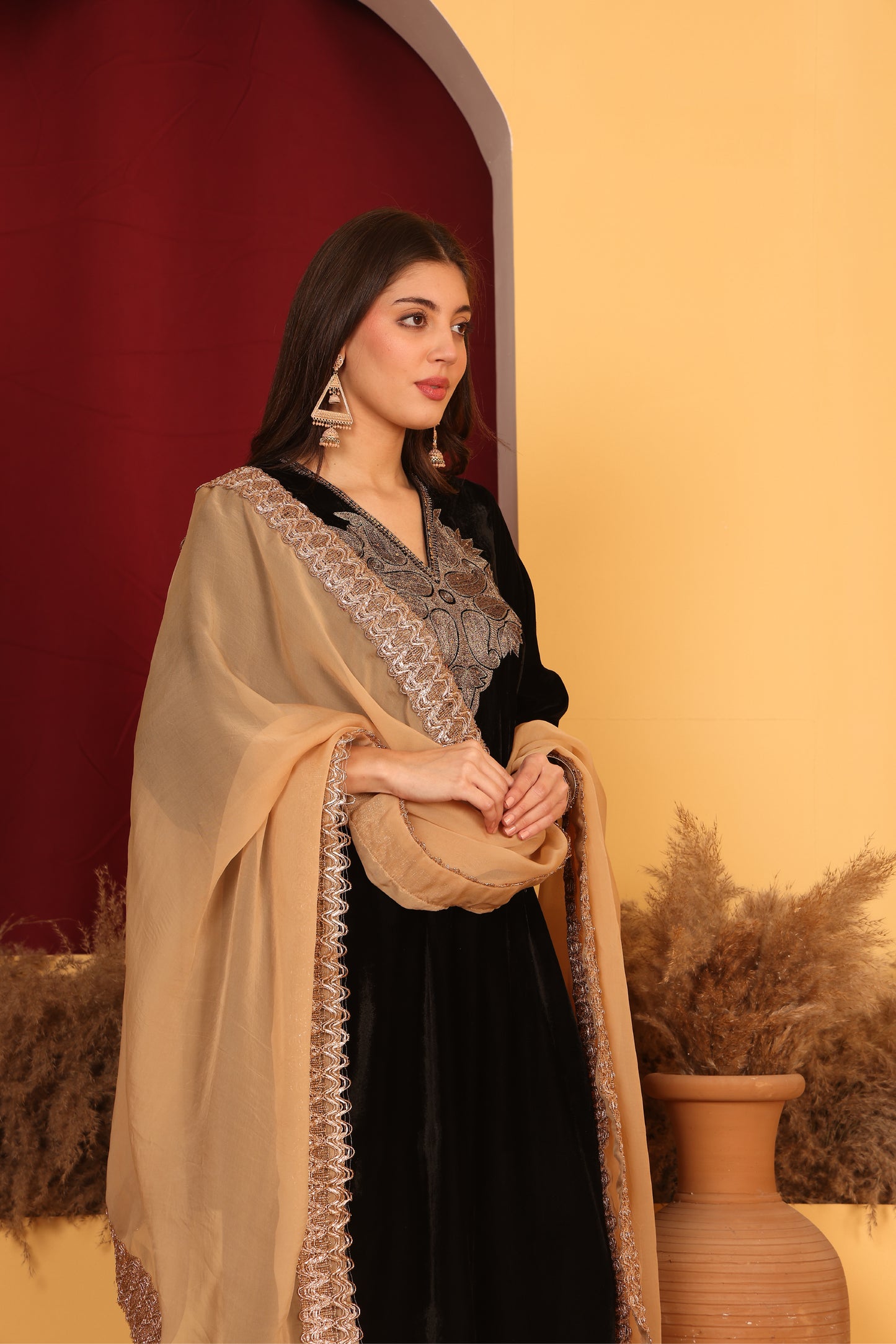 Kashmiri-Inspired Velvet Kurta Set