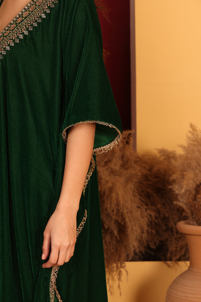 Luxe Olive Velvet Kaftan Ensemble