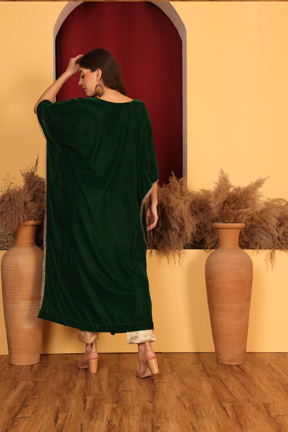 Luxe Olive Velvet Kaftan Ensemble