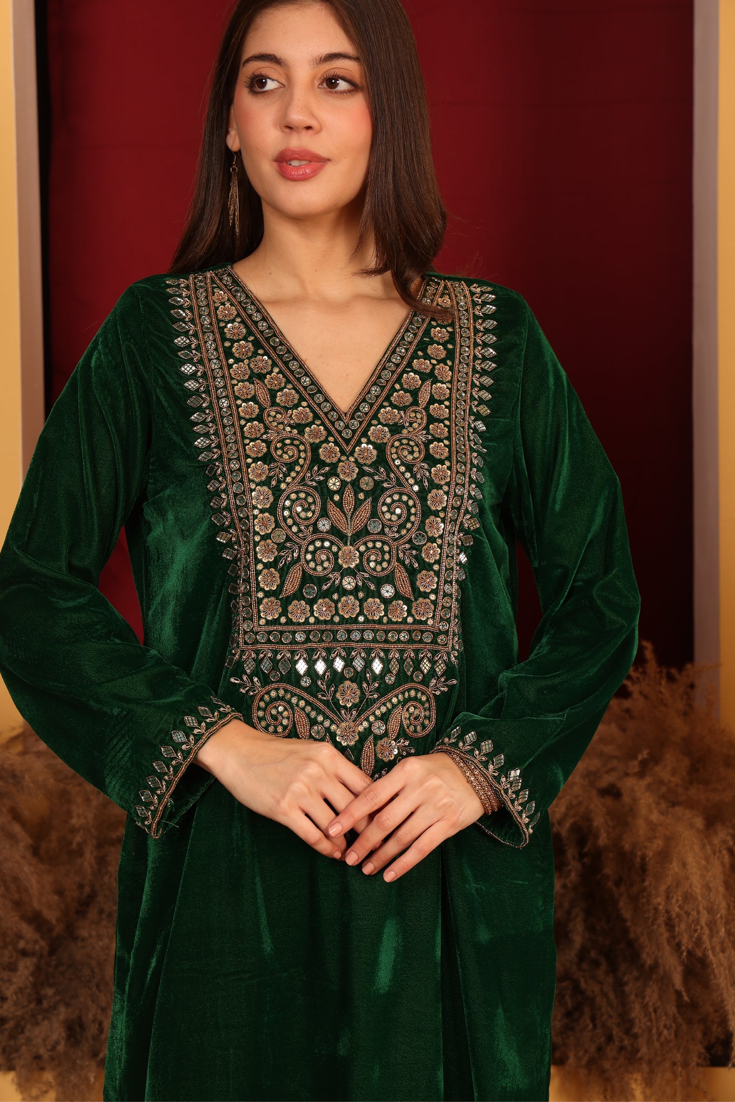 Elaborate Green Velvet Ensemble