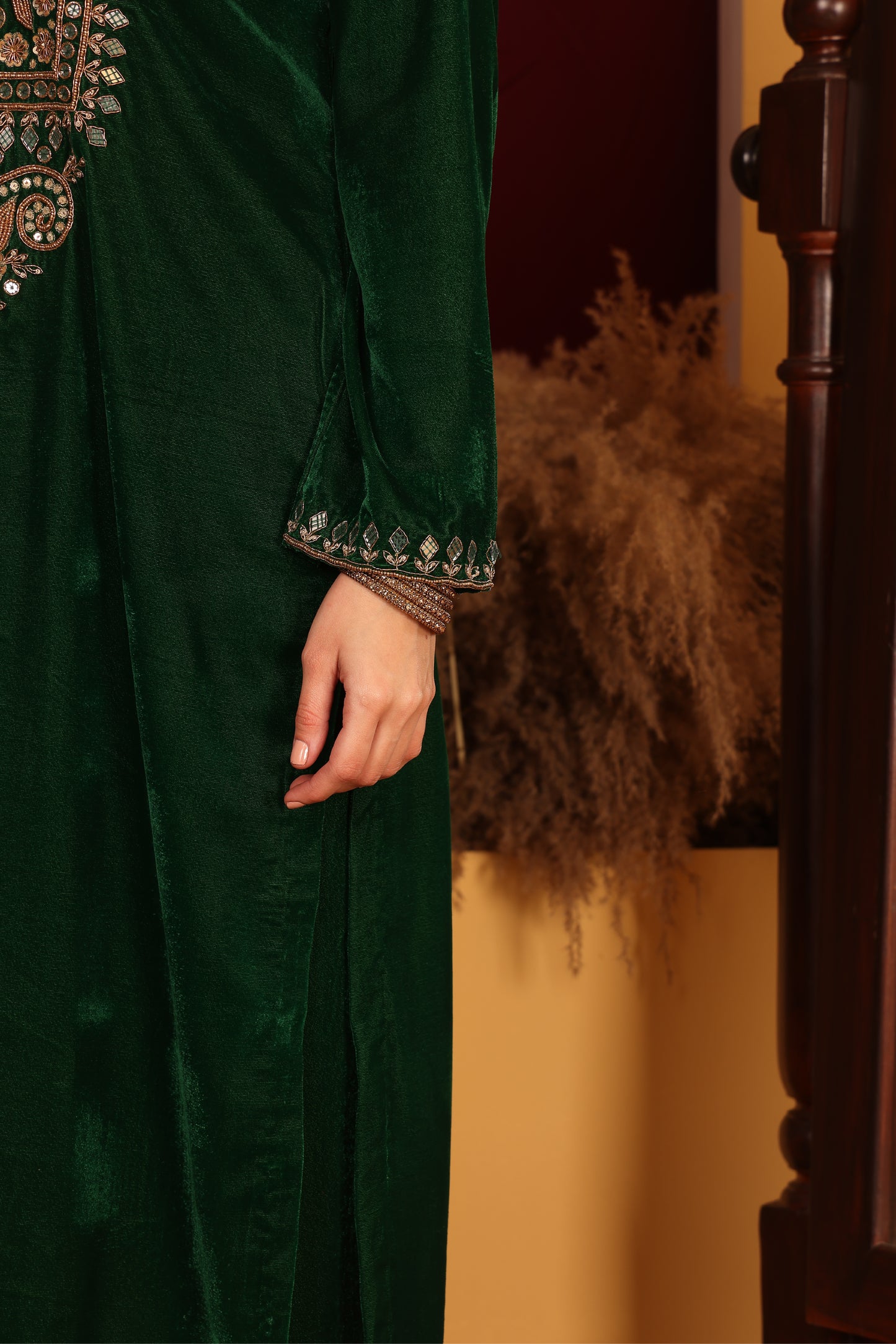 Elaborate Green Velvet Ensemble