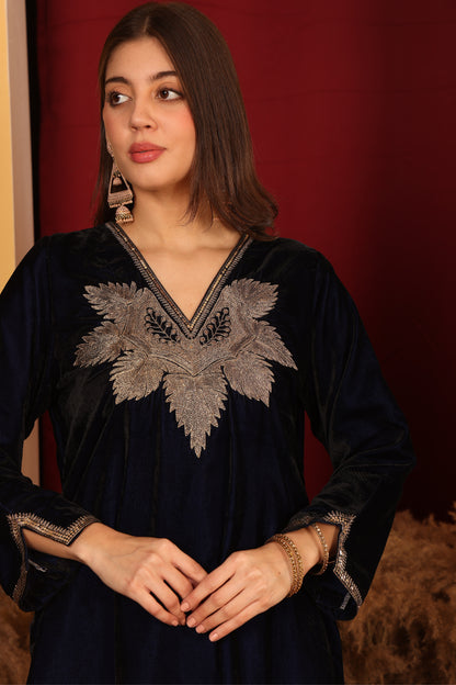 Kashmiri-Inspired Velvet Kurta Set